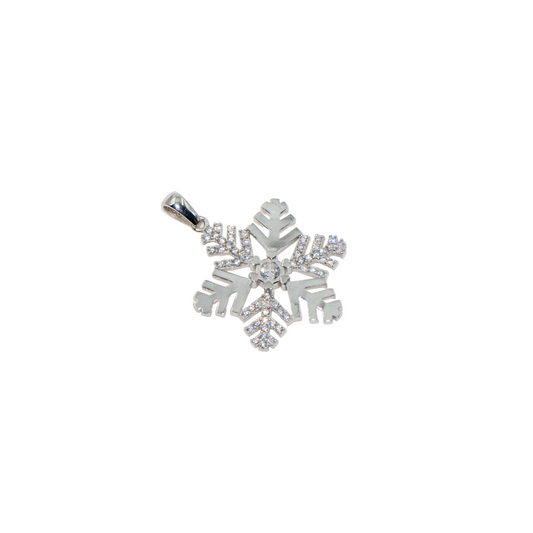 Großer Schneeflocke Anhänger Silber aus Silber 925 mit weissen Zirkonia und Rhodinierung. Moderner Silberschmuck online entdecken bei Everyday Schmuck.
