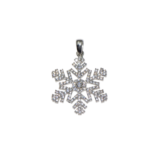 Schneeflöckli Silber Anhänger aus Silber 925 mit weissen Zirkonia und Rhodinierung von Everyday Schmuck