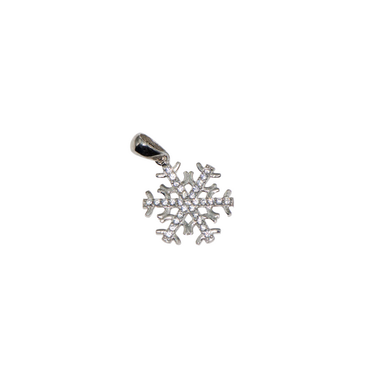 Schneeflocke Anhänger Silber ch aus Silber 925 mit weißen Zirkonia und Rhodinierung. Eleganter Silberschmuck bei Everyday Schmuck.