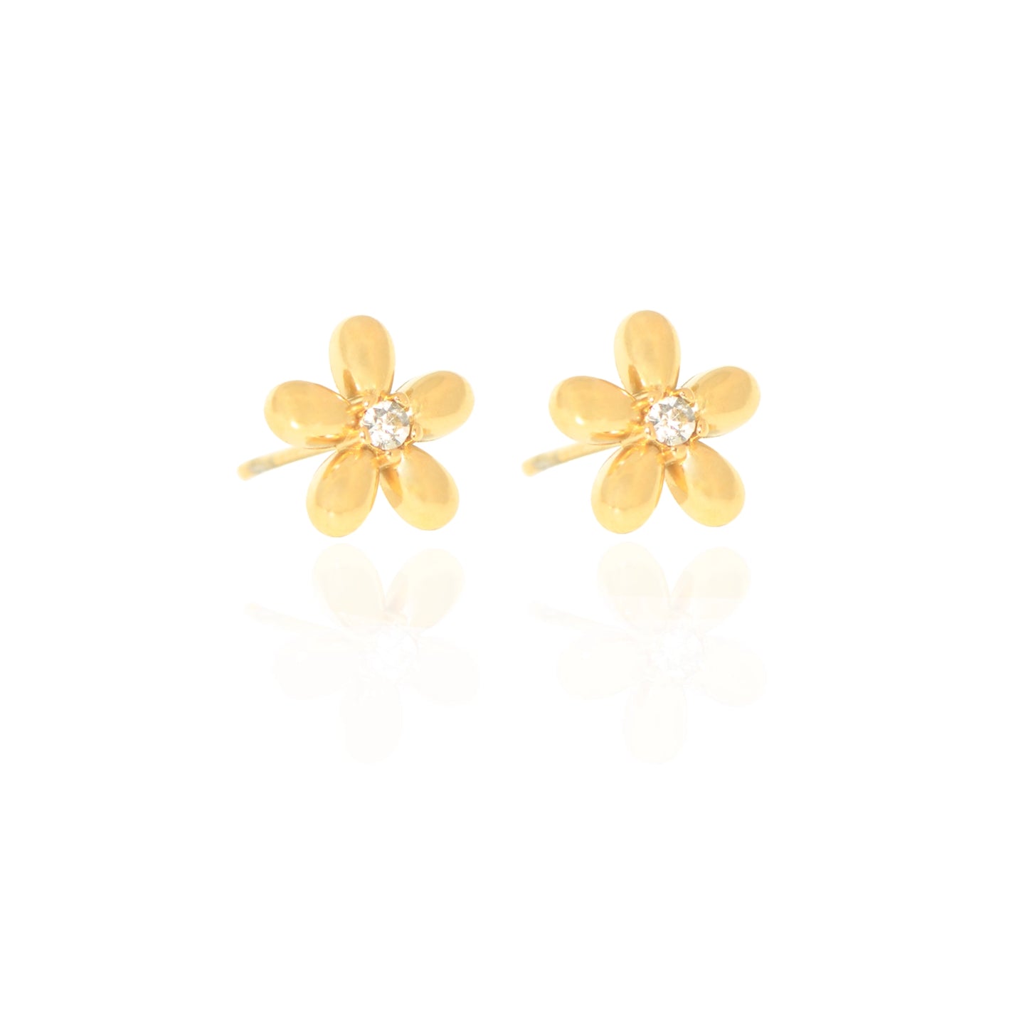 Goldfarbene Edelstahl Blumen Ohrstecker mit Zirkonia von EverydaySchmuck Schweiz