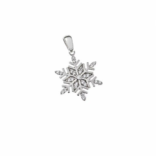 Kleiner Schneeflocken Anhänger aus 925 Silber mit funkelnden Zirkonia. Eleganter Silberschmuck im modernen Design von Everyday Schmuck.