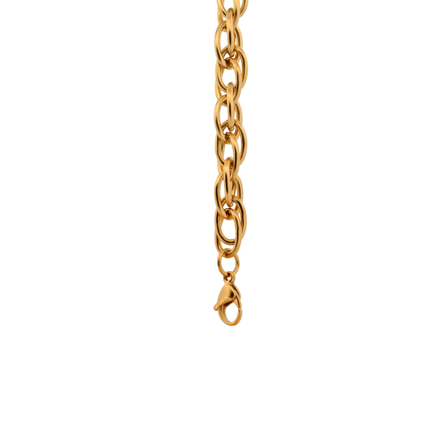 Karabinerverschluss eines Edelstahl Armbands in Goldfarbe von Everydayschmuck