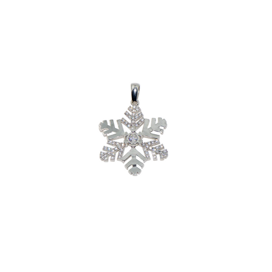 Grosse Schneeflocke Anhänger aus Silber 925 mit weissen Zirkonia von Everyday Schmuck