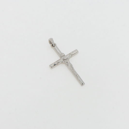 Grosser rhodinierter Kreuz Anhänger aus Silber 925 für Damen und Herren im klassischen und eleganten Design.