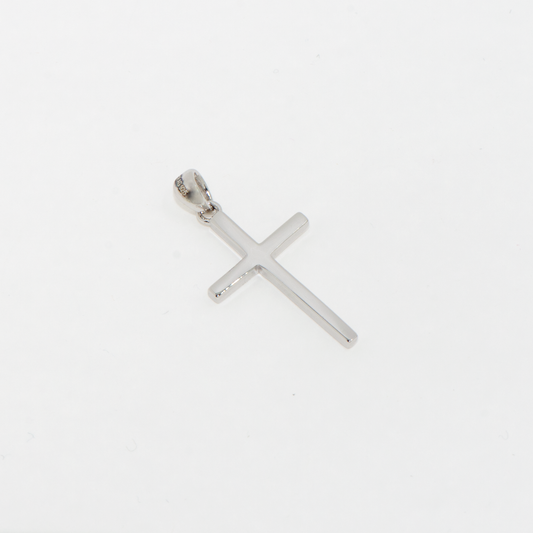Klassischer rhodinierter Kreuz Anhänger aus Silber 925 für Damen und Herren im eleganten und zeitlosen Design.