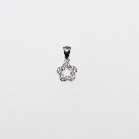 Kleine Silberstern Blume Anhänger aus 925 Silber mit funkelnden Zirkonia von Everyday Schmuck