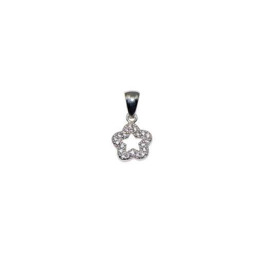 Kleine Silberstern Blume Anhänger aus 925 Silber mit funkelnden Zirkonia von Everyday Schmuck