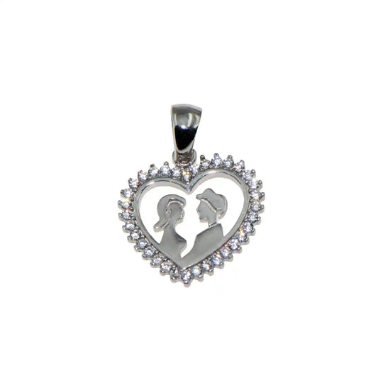 Liebespaar Herz Anhänger aus 925 Silber mit weissen Zirkonia von Everyday Schmuck