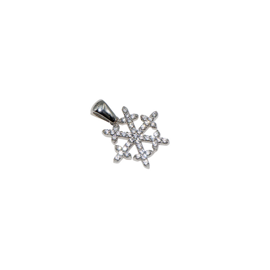 Rhodinierter Silber Schneeflocke Anhänger aus Silber 925 mit weißen Zirkonia-Steinen und elegantem winterlichem Design.