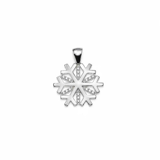 Eleganter Schneeflocke Anhänger aus Silber 925 mit funkelnden weissen Zirkonia im feinen Winterdesign von Everyday Schmuck