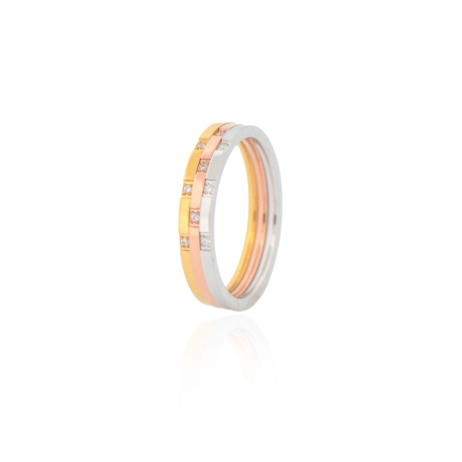 3er Ring Set aus Edelstahl in Goldfarbe, Silberfarbe und Roségoldfarbe für Damen