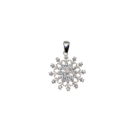 Funkelnder Schneeflocke Anhänger aus Silber 925 mit Zirkonia und Rhodinierung. Moderner Silberschmuck für Ihre Schmuckbox bei Everyday Schmuck.