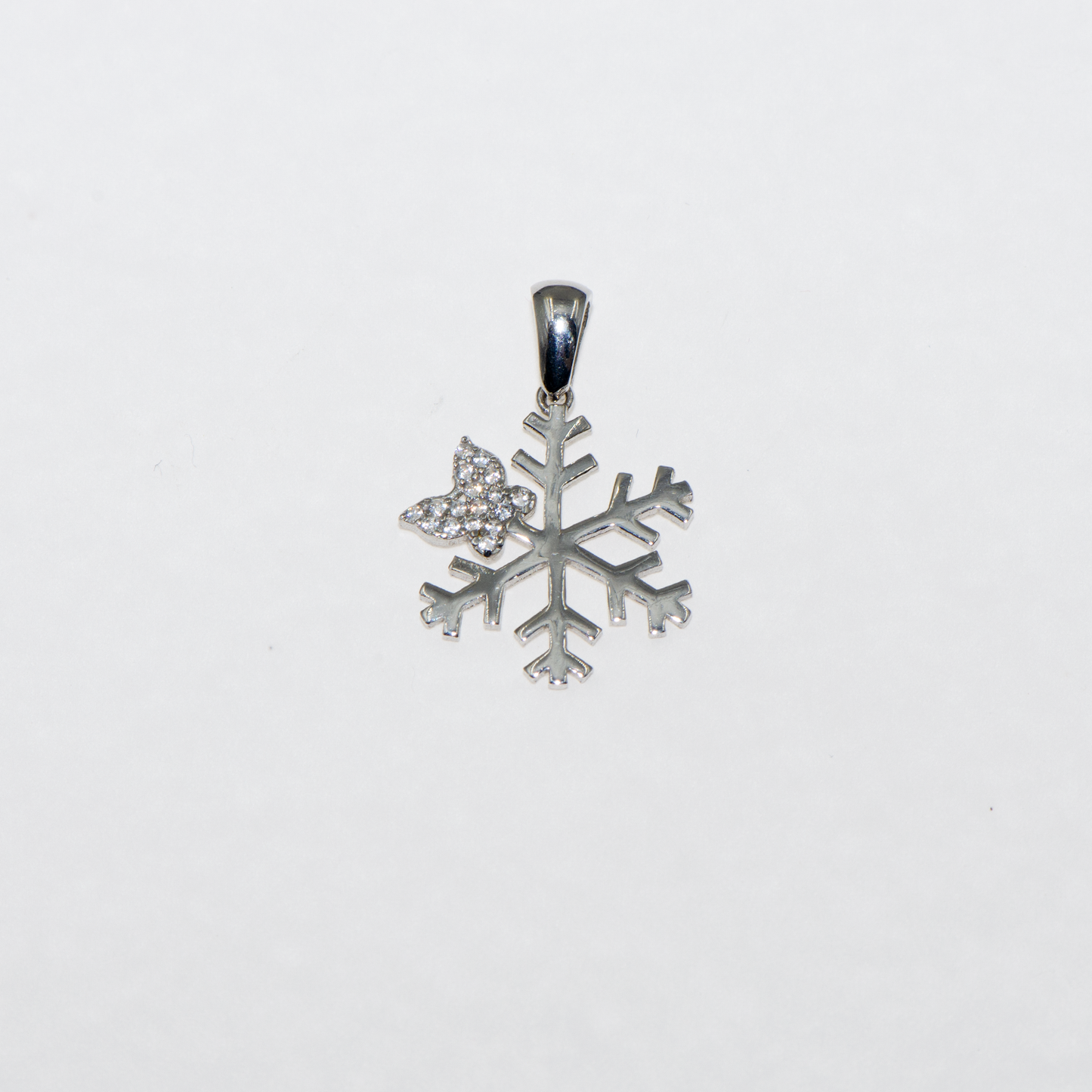 Schneeflocke Anhänger Silber mit Schmetterling Zirkonia