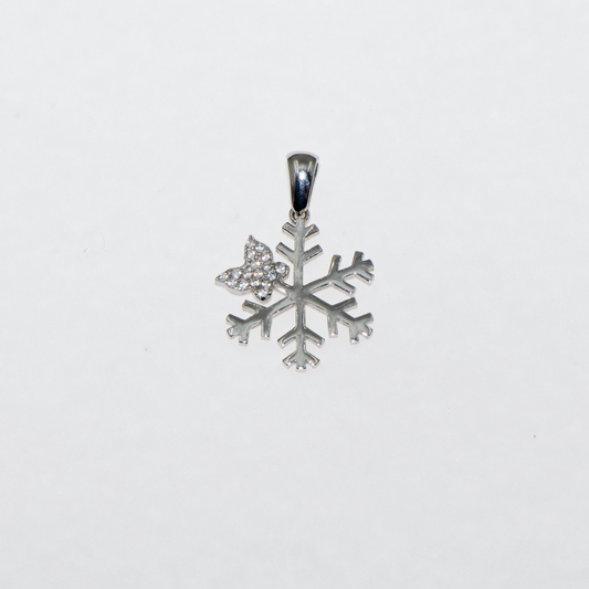 Schneeflocke Anhänger Silber mit Schmetterling Zirkonia