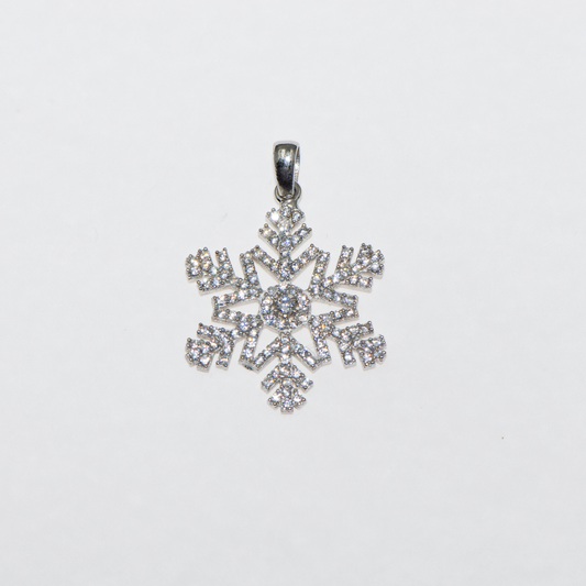 Schneeflöckli Silber Anhänger aus Silber 925 mit weissen Zirkonia und Rhodinierung von Everyday Schmuck