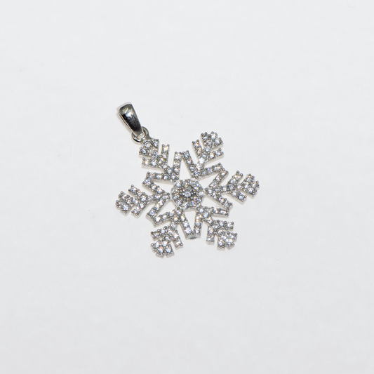 Schneeflöckli Silber Anhänger aus Silber 925 mit weissen Zirkonia und Rhodinierung von Everyday Schmuck
