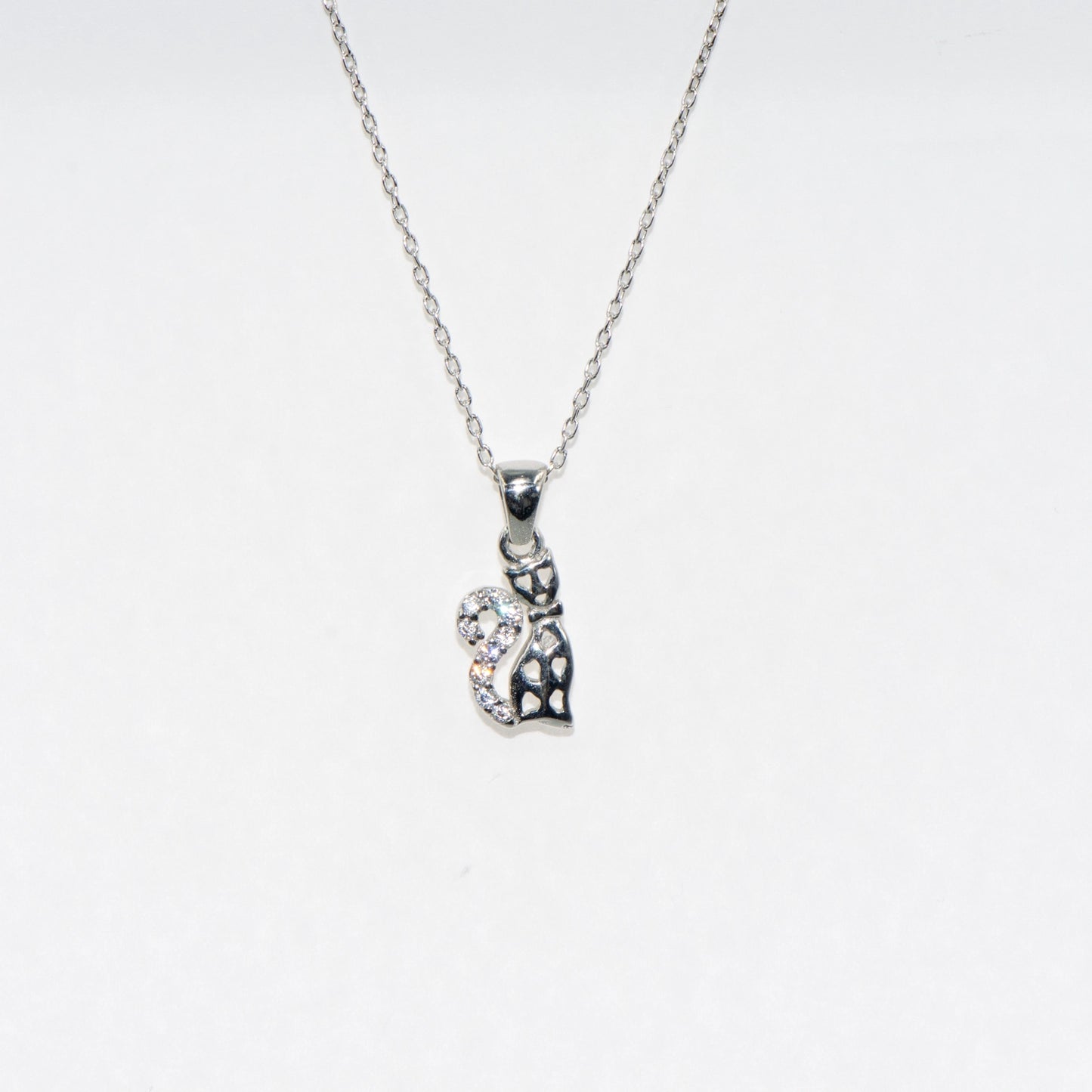 925 Silber Halskette mit Anhänger Motiv Katze