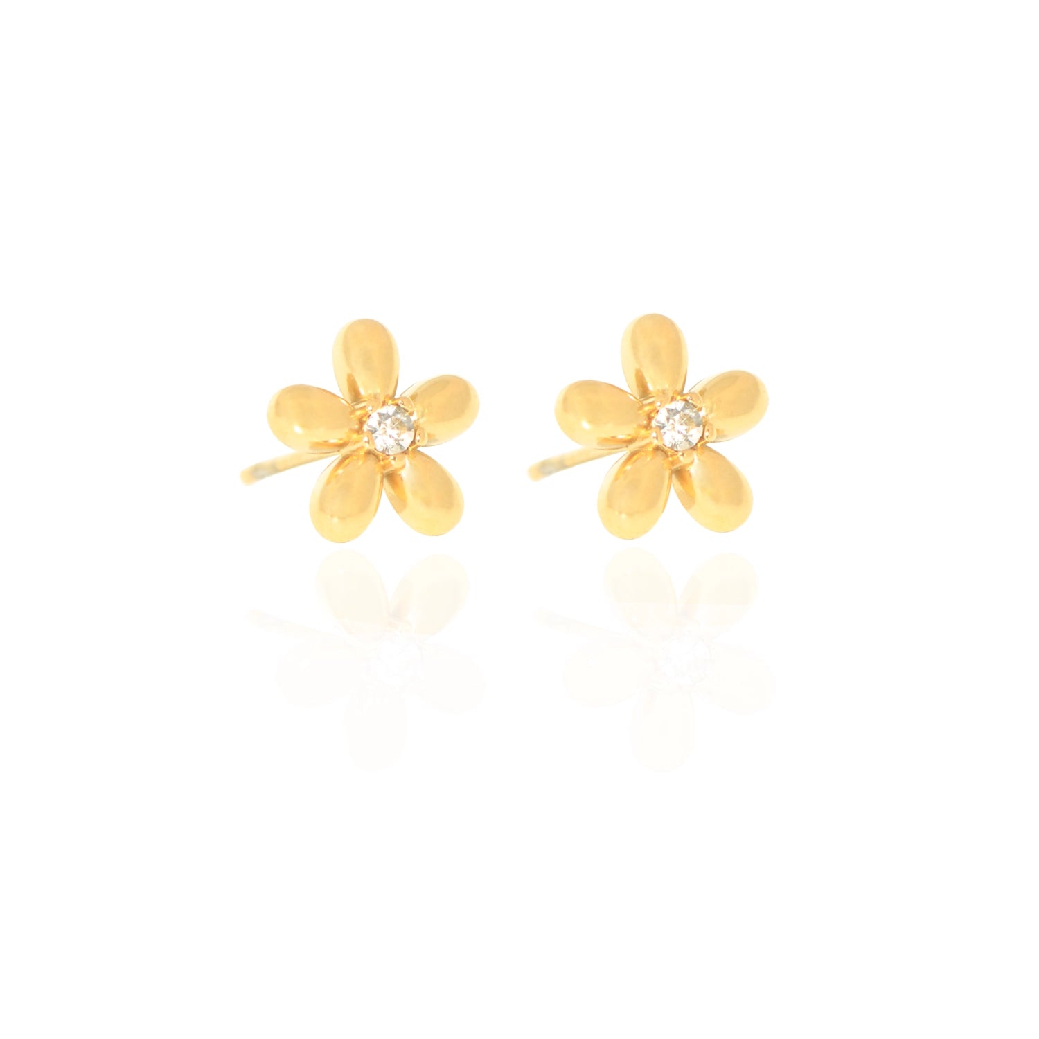Goldfarbene Edelstahl Blumen Ohrstecker mit Zirkonia von EverydaySchmuck Schweiz