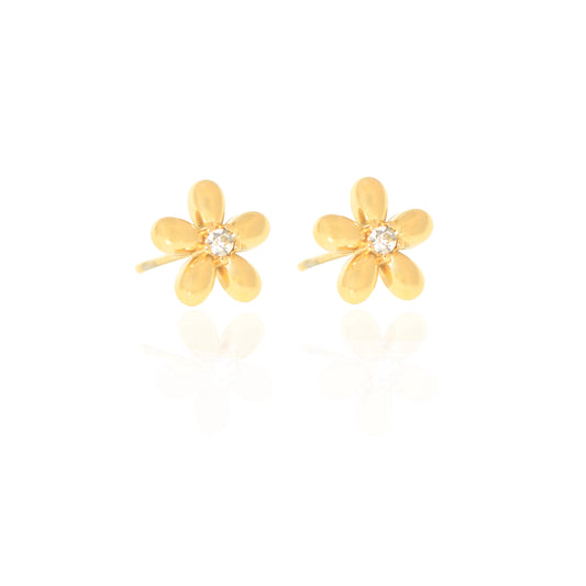 Goldfarbene Edelstahl Blumen Ohrstecker mit Zirkonia von EverydaySchmuck Schweiz
