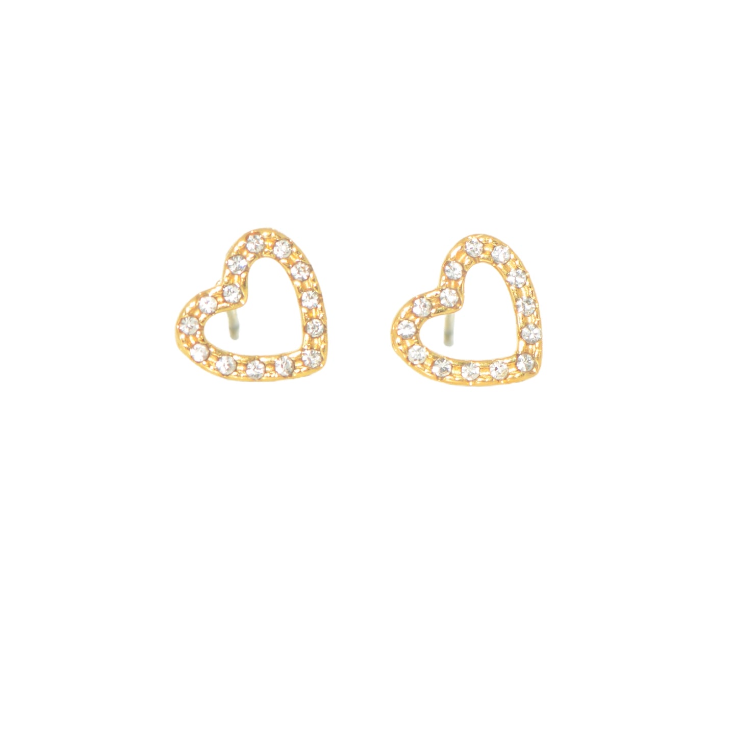 Goldfarbene Edelstahl Herz Ohrstecker mit Zirkonia von EverydaySchmuck Schweiz