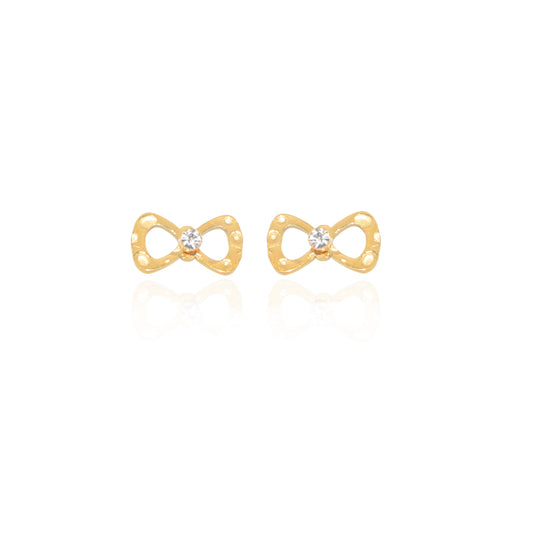 Goldfarbene Schleifen-Ohrstecker aus Edelstahl mit Zirkonia von Everyday Schmuck Schweiz