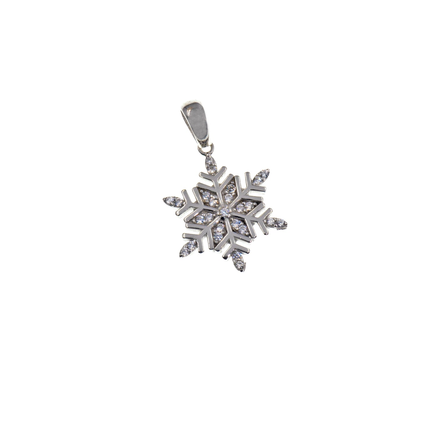 Kleiner Schneeflocken Anhänger aus 925 Silber mit funkelnden Zirkonia. Eleganter Silberschmuck im modernen Design von Everyday Schmuck.