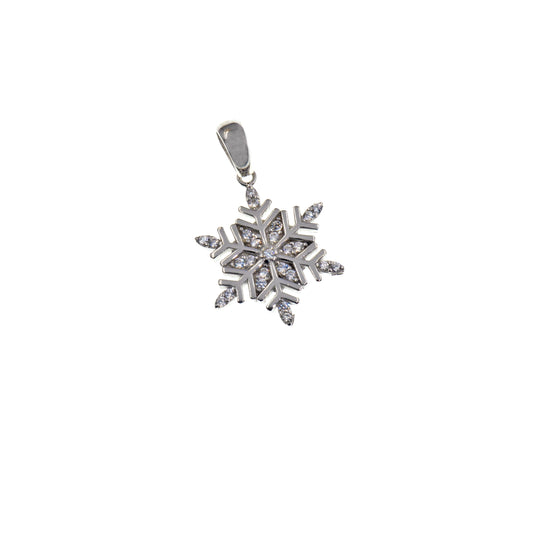 Kleiner Schneeflocken Anhänger aus 925 Silber mit funkelnden Zirkonia. Eleganter Silberschmuck im modernen Design von Everyday Schmuck.
