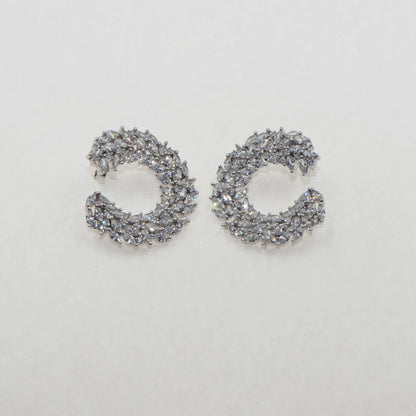 Mittelgrosse Designer Creolen Silber 925 Zirkonia Damen Ohrstecker