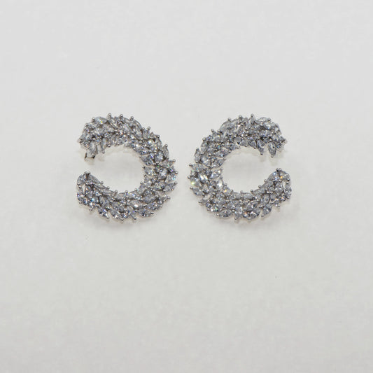 Mittelgrosse Designer Creolen Silber 925 Zirkonia Damen Ohrstecker