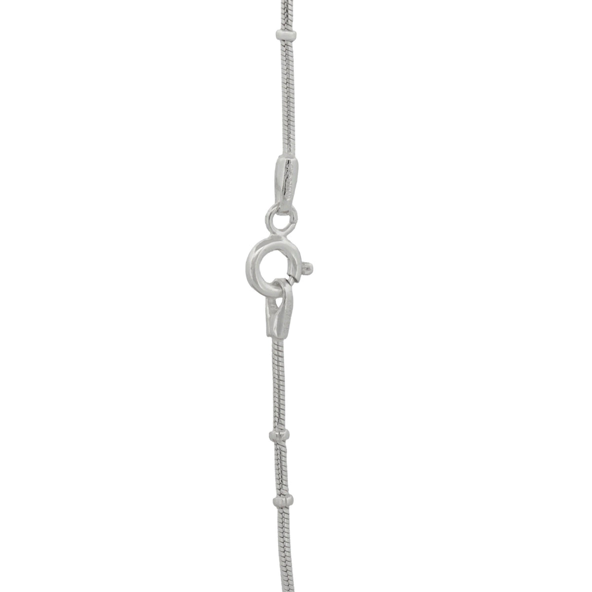 Feine Schlangenkette aus 925 Silber mit Kugeln, 38 cm, auf weissem Hintergrund