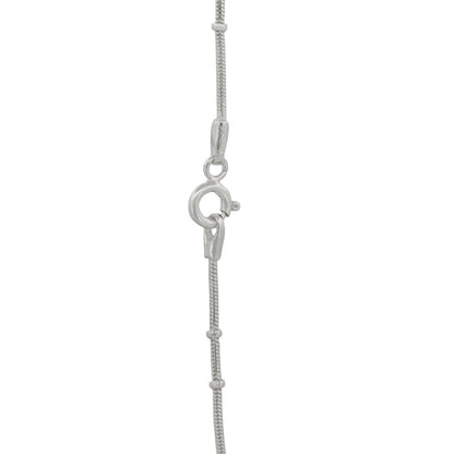 Feine Schlangenkette aus 925 Silber mit Kugeln, 38 cm, auf weissem Hintergrund