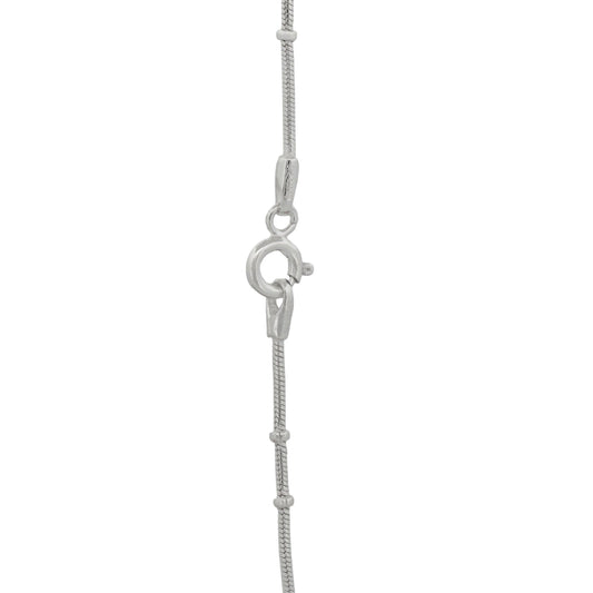 Feine Schlangenkette aus 925 Silber mit Kugeln, 38 cm, auf weissem Hintergrund