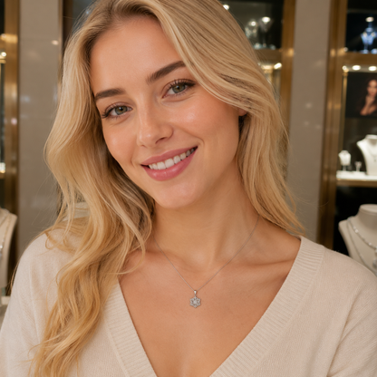 Eleganter Schneeflocke Anhänger aus echtem Silber 925 mit funkelnden weissen Zirkonia und rhodinierter Oberfläche von Everyday Schmuck