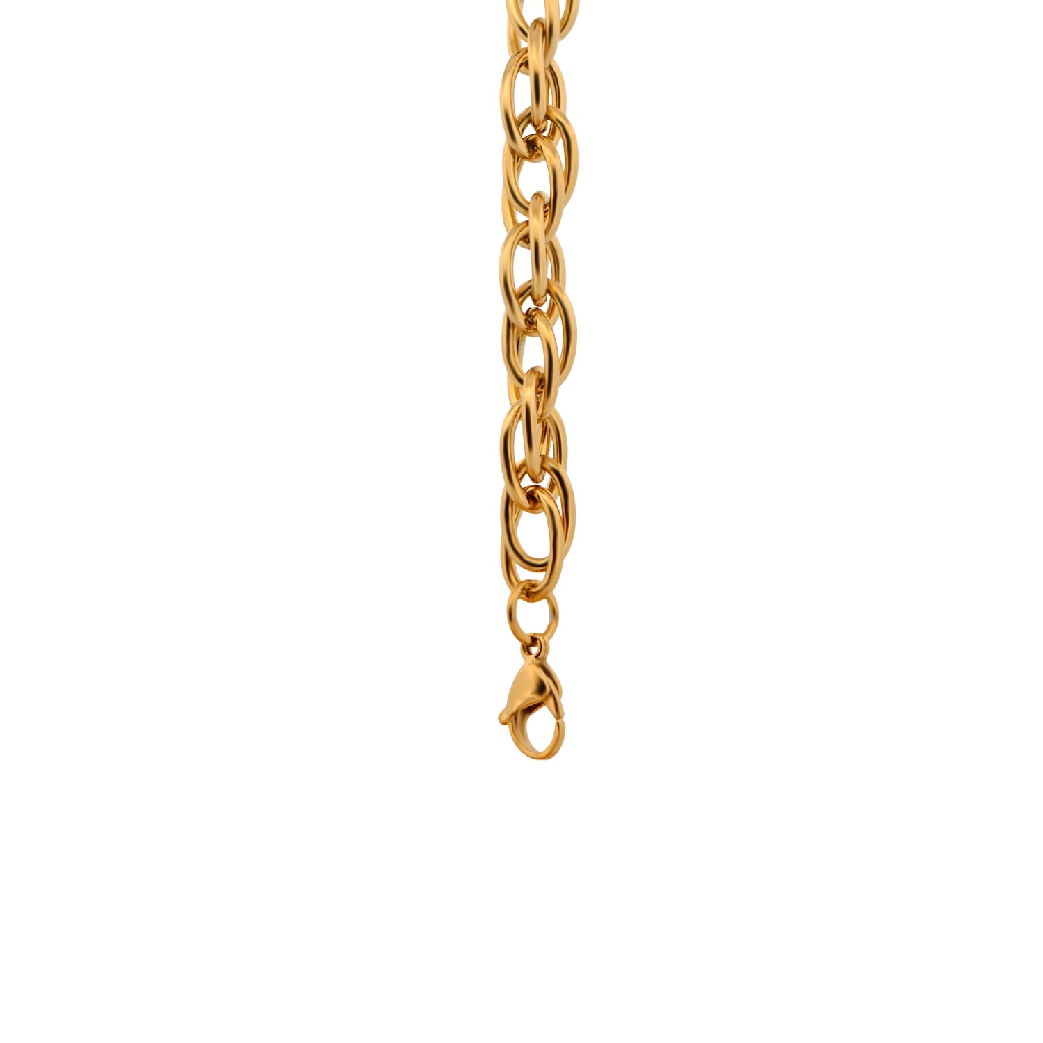 Karabinerverschluss eines Edelstahl Armbands in Goldfarbe von Everydayschmuck