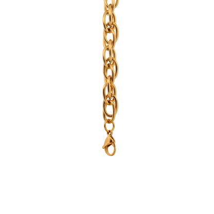 Karabinerverschluss eines Edelstahl Armbands in Goldfarbe von Everydayschmuck