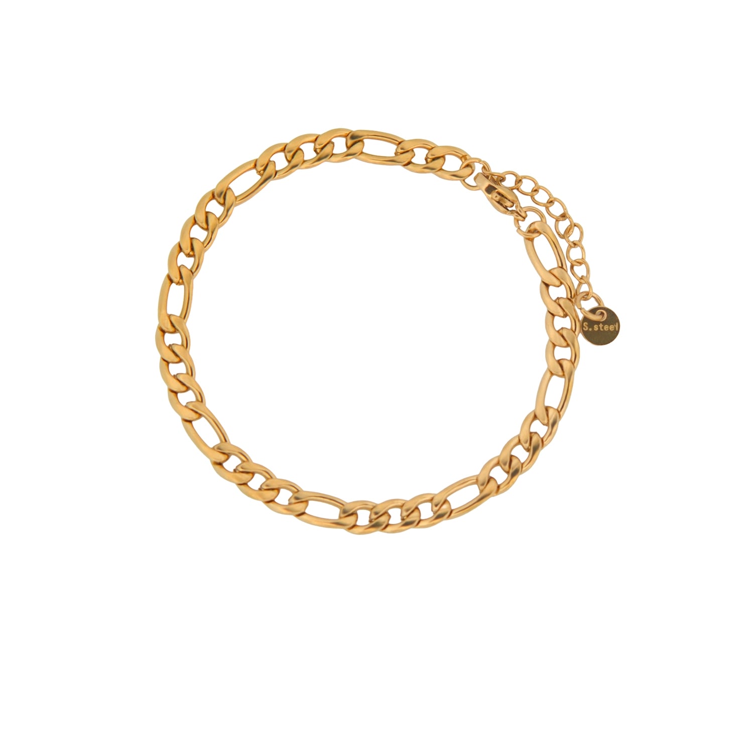 Figaro Gliederarmband aus Edelstahl für Damen & Herren in Goldfarbe von Everydayschmuck