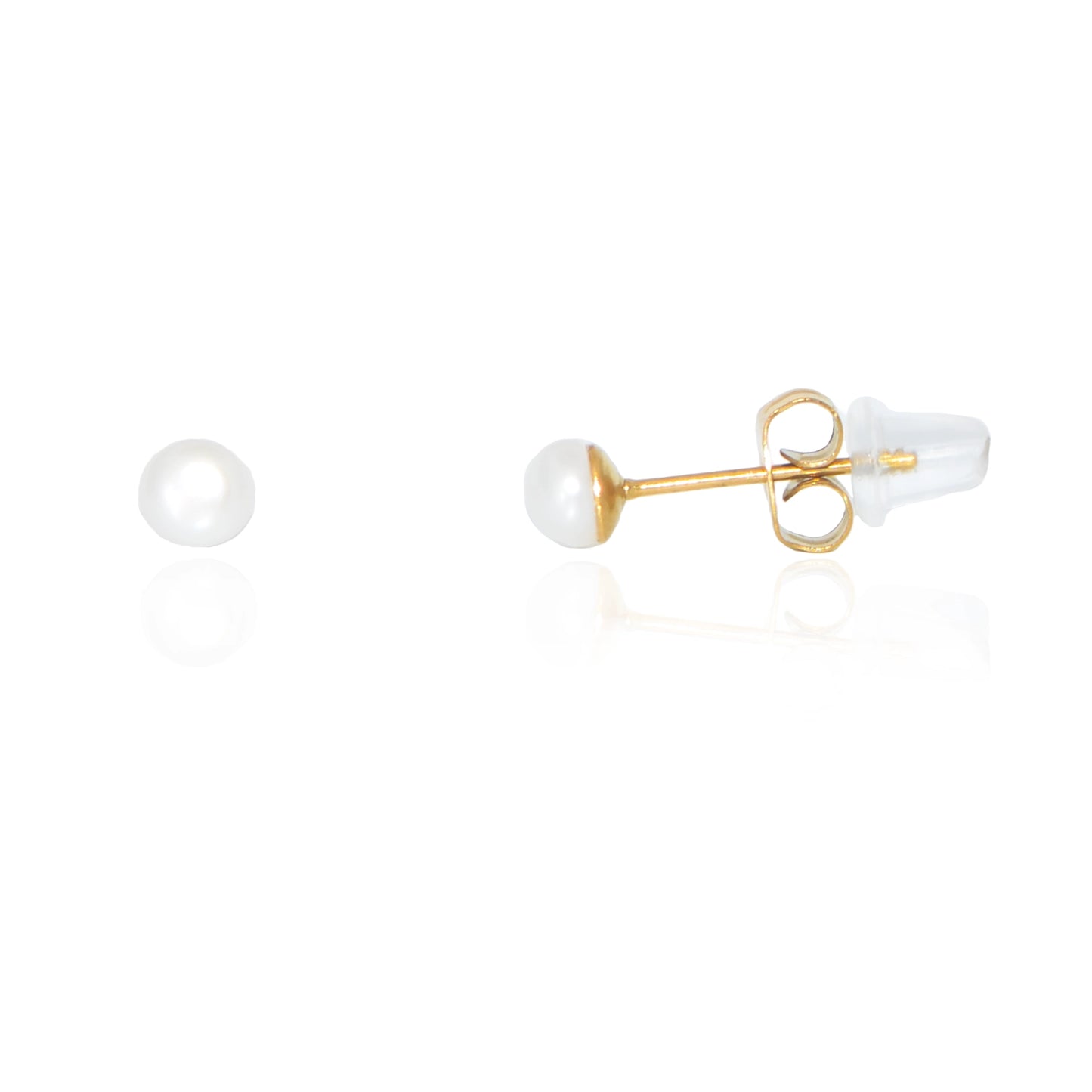 Perlen Ohrstecker aus Edelstahl in Goldfarbe mit Zirkonia für Damen-herren