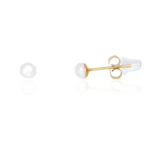 Perlen Ohrstecker aus Edelstahl in Goldfarbe mit Zirkonia für Damen-herren