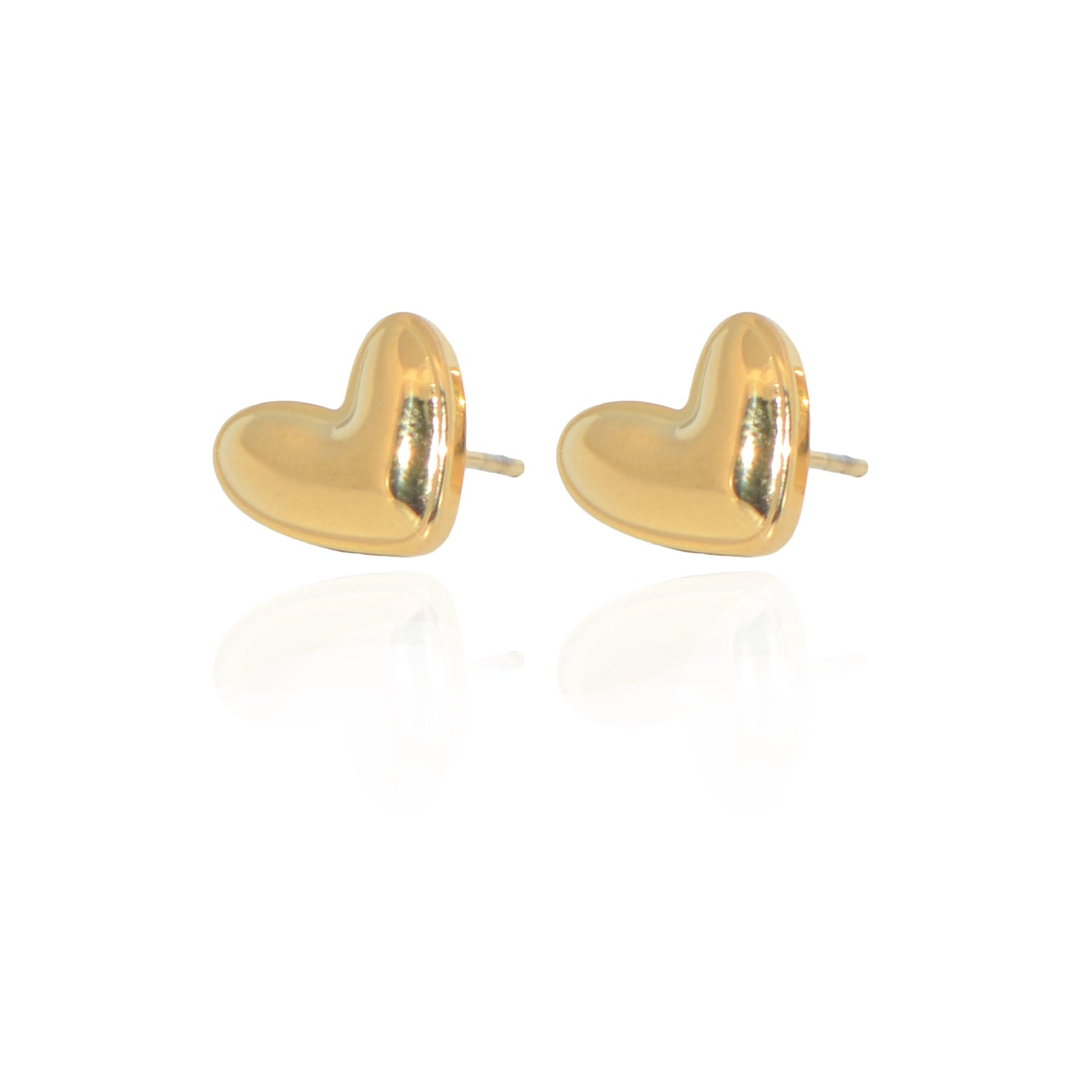 Goldfarbene Edelstahl Ohrstecker in Herzform, 11 mm, wasserfeste Damenohrringe von EverydaySchmuck.