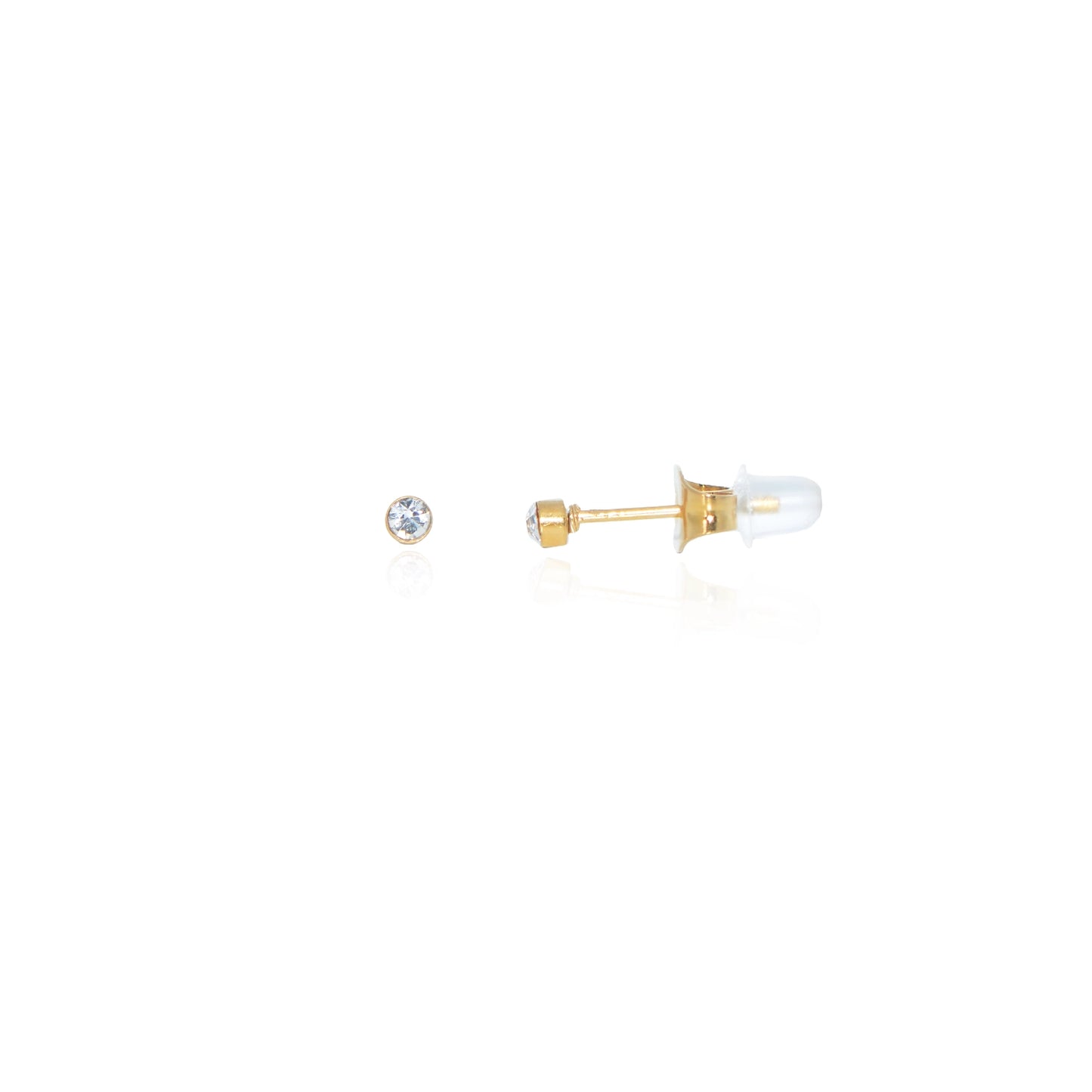 Ohrstecker aus Edelstahl in Goldfarbe mit Zirkonia für Damen-herren