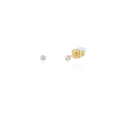 Ohrstecker aus Edelstahl in Goldfarbe mit Zirkonia für Damen-herren