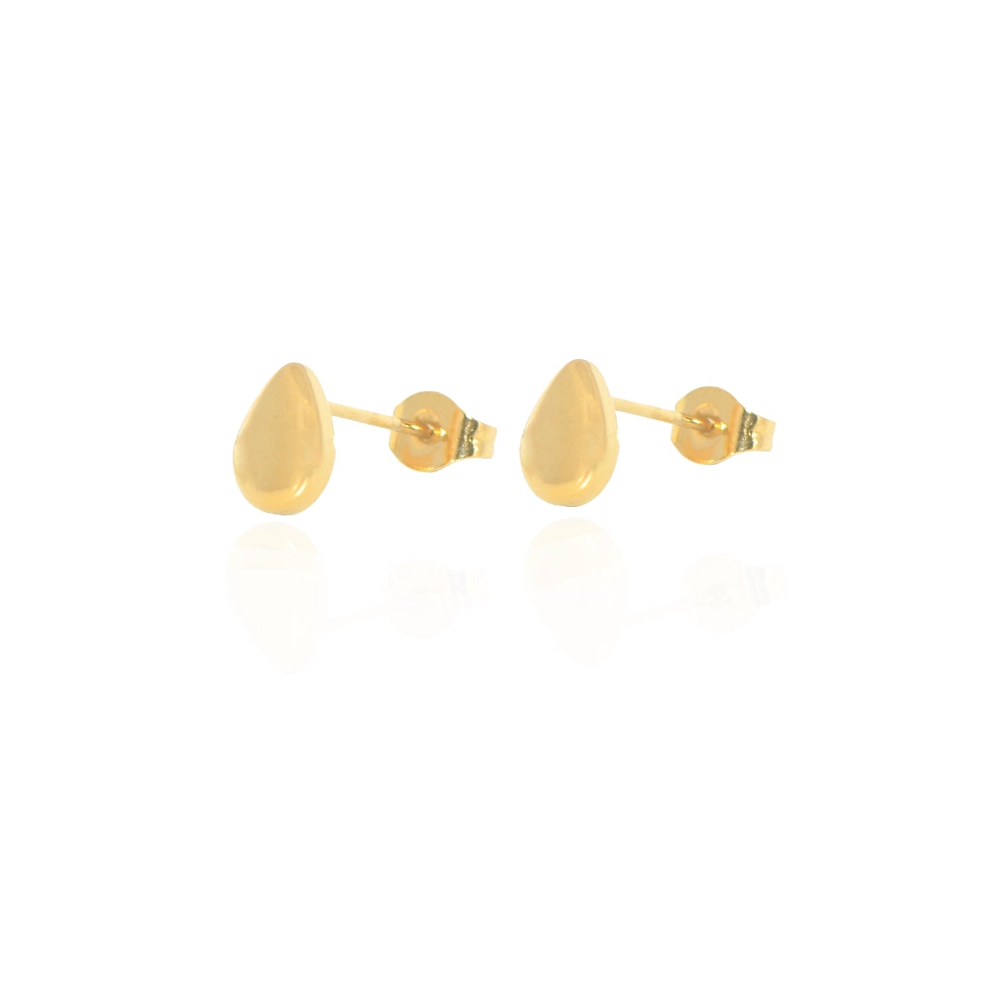 Elegante Edelstahl Ohrstecker in Tropfenform (ca. 8 mm). Goldfarben, wasserfest, hautfreundlich und ideal für Alltag, Büro oder als stilvolles Zweitpiercing.