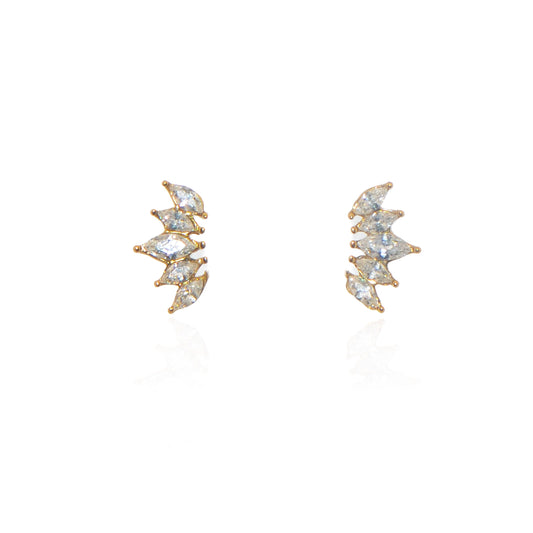 Vergoldete Edelstahl Ohrstecker mit weißen Zirkonia im Marquise-Design