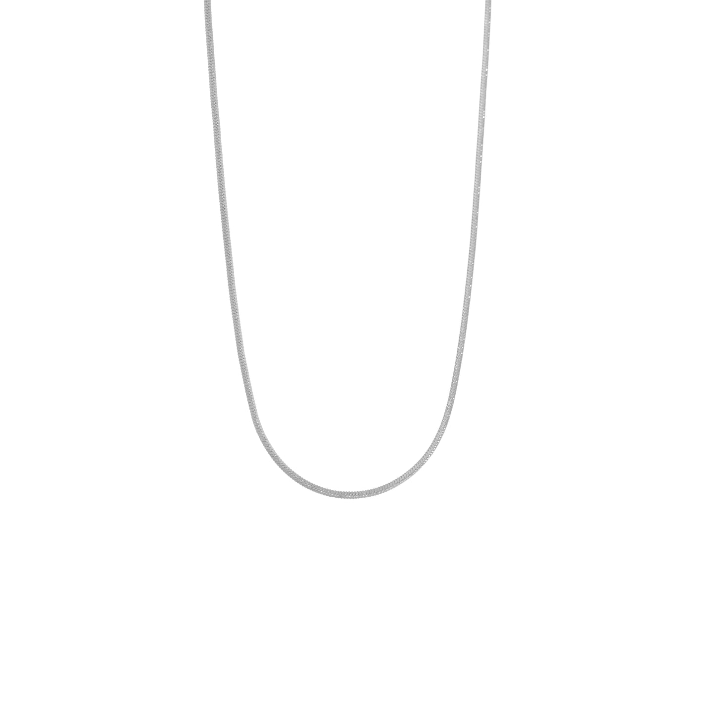Silberfarbene Schlangenkette aus Edelstahl, 1 mm breit und 60 cm lang für Damen und Herren.