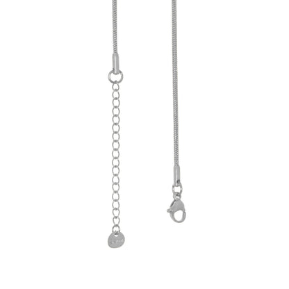 Unisex Schlangenkette aus Edelstahl in Silberfarbe 2 mm 80 cm mit Karabinerverschluss und Verlängerungskette