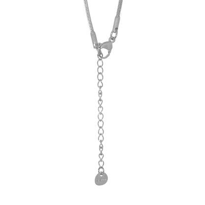 Unisex Schlangenkette aus Edelstahl in Silberfarbe 2 mm 80 cm mit Karabinerverschluss und Verlängerungskette