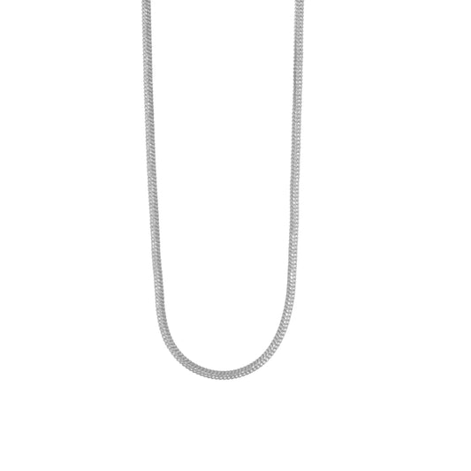 Unisex Schlangenkette aus Edelstahl in Silberfarbe 2 mm 80 cm mit Karabinerverschluss und Verlängerungskette