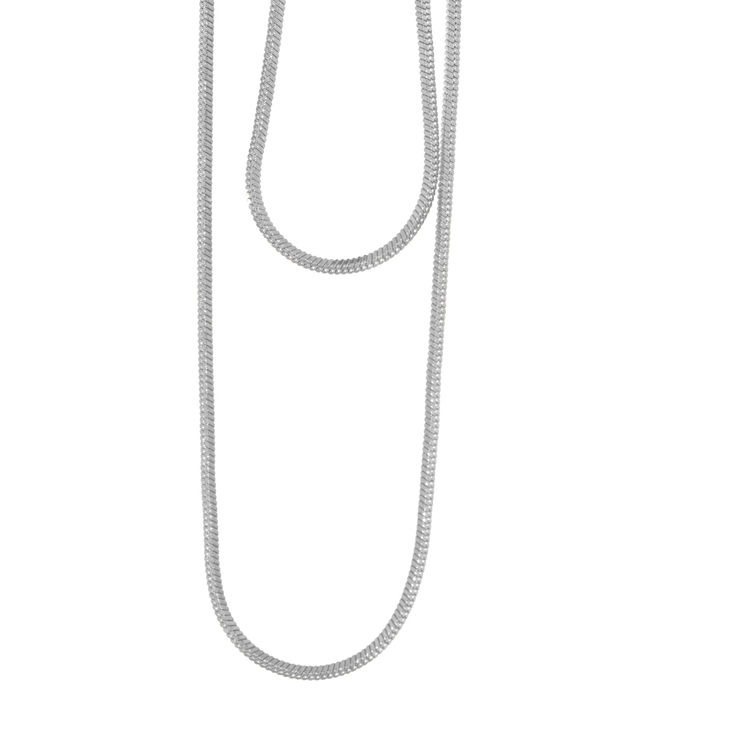Unisex Schlangenkette aus Edelstahl in Silberfarbe 2 mm 80 cm mit Karabinerverschluss und Verlängerungskette