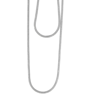 Unisex Schlangenkette aus Edelstahl in Silberfarbe 2 mm 80 cm mit Karabinerverschluss und Verlängerungskette