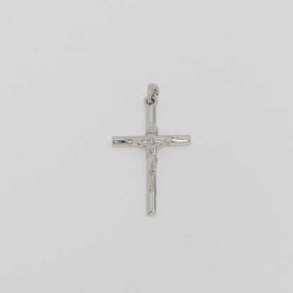 Grosser rhodinierter Kreuz Anhänger aus Silber 925 für Damen und Herren im klassischen und eleganten Design.